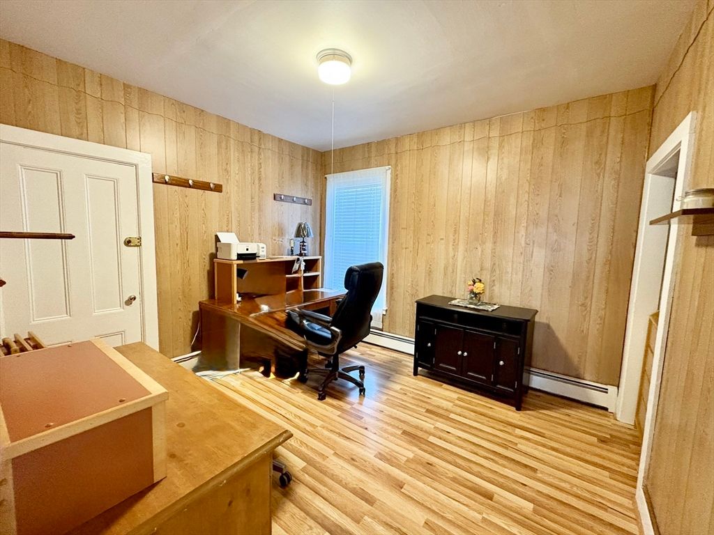 Home Office, Interior, Wood Texture Flooring, Wooden Walls