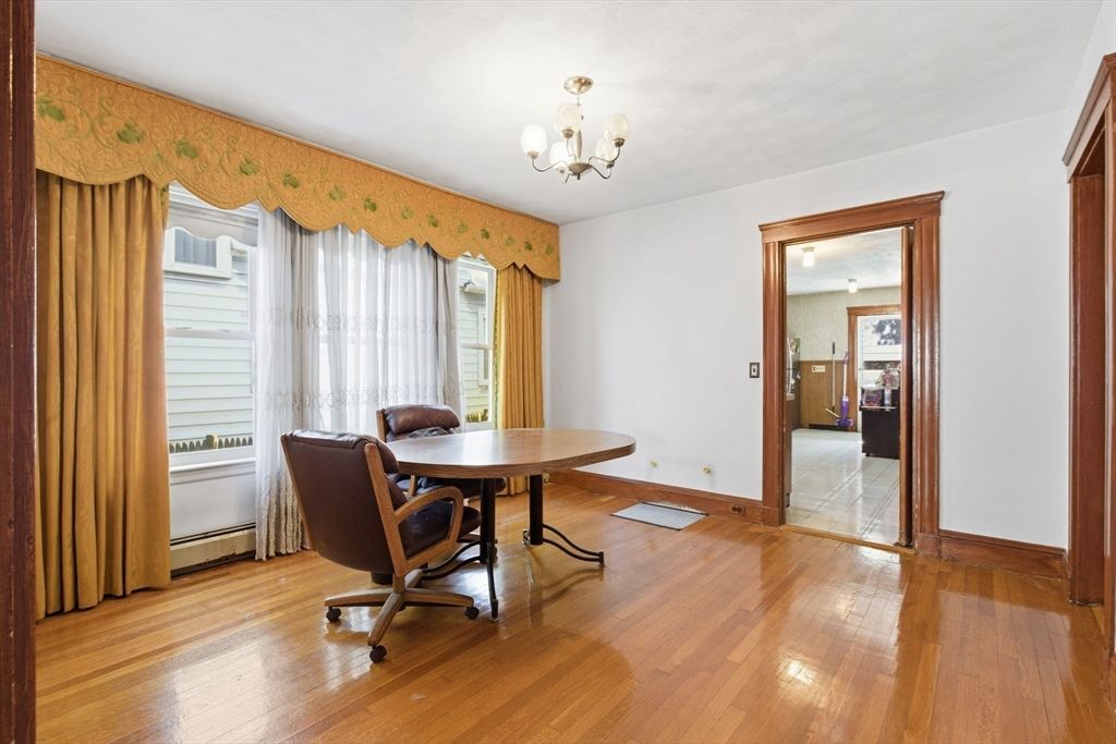 Chandelier, Home Office, Interior, Wood Texture Flooring
