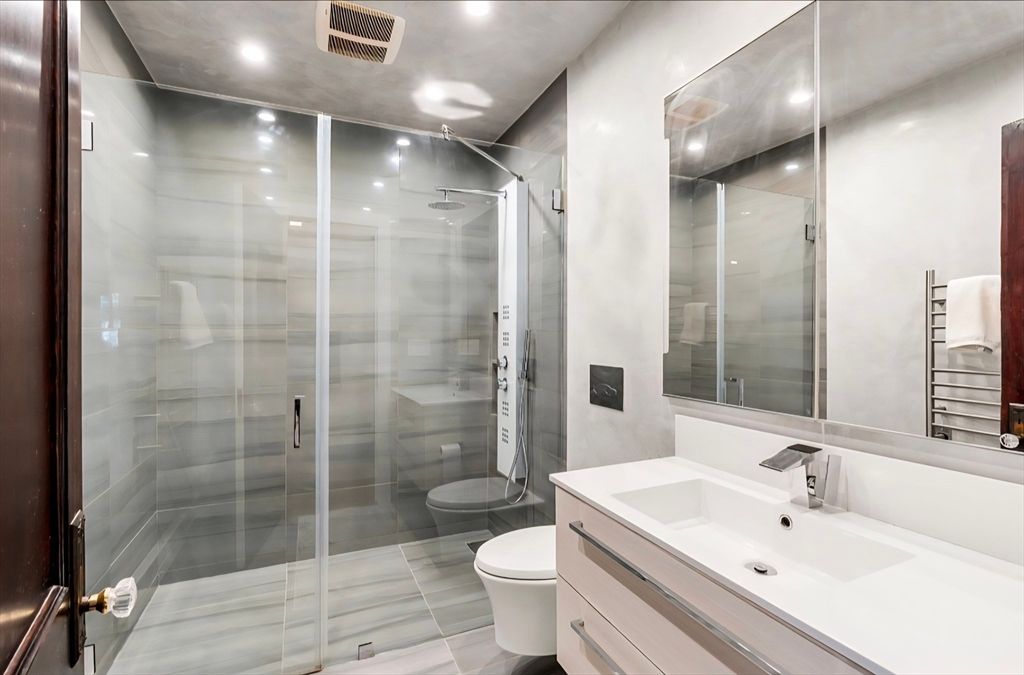 Bathroom, Glass Shower, Interior, Recessed Lighting