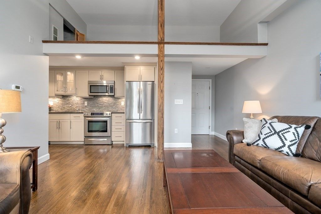 Interior, Kitchen, Living room, Recessed Lighting, Stainless Steel Appliances, Wood Texture Flooring