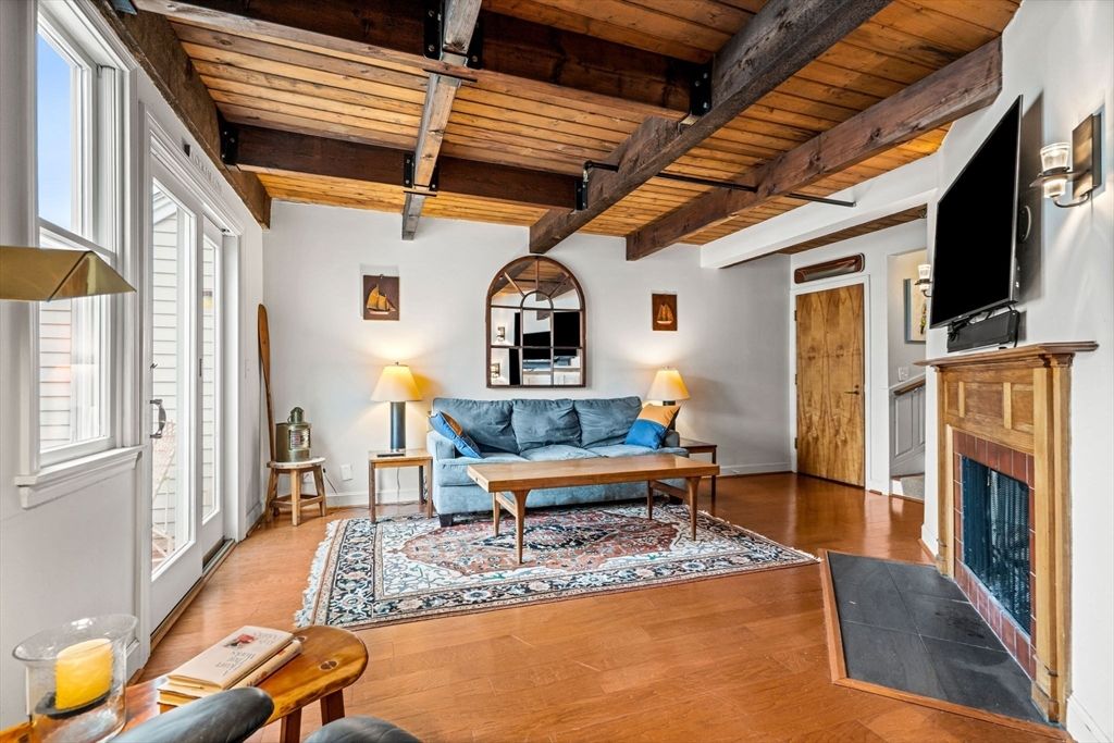 Fireplace, Interior, Living room, Wooden Beams, Wooden Ceilings, Wood Texture Flooring