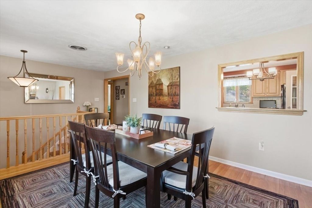 Chandelier, Dining room, Interior, Wood Texture Flooring