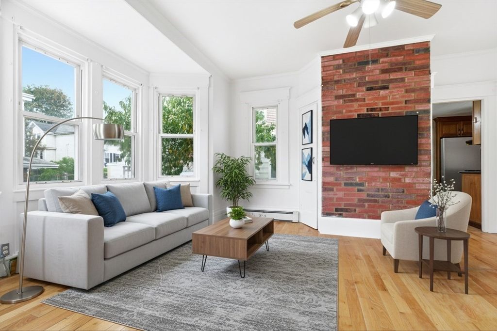 Interior, Living room, Stone Walls, Wood Texture Flooring