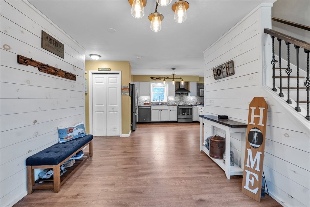 Interior, Kitchen, Pendant Lights, Stainless Steel Appliances, Wood Texture Flooring