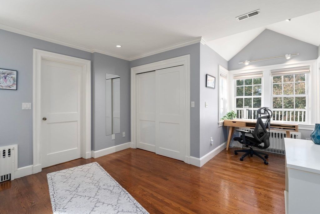 Home Office, Interior, Recessed Lighting, Wood Texture Flooring