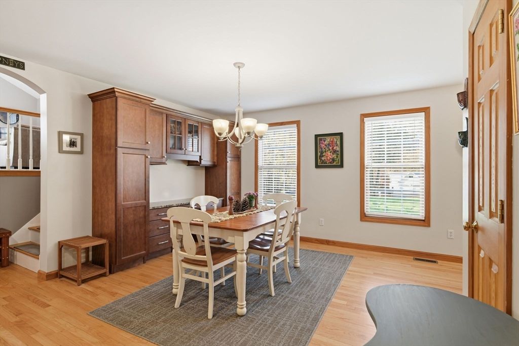 Chandelier, Dining room, Interior, Wood Texture Flooring