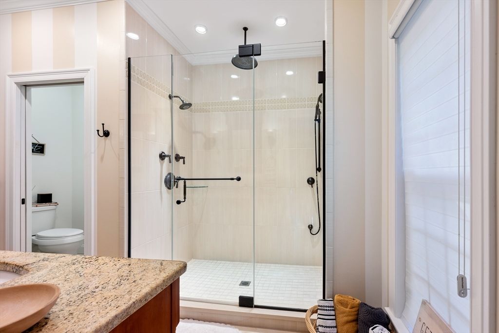 Bathroom, Glass Shower, Interior, Recessed Lighting