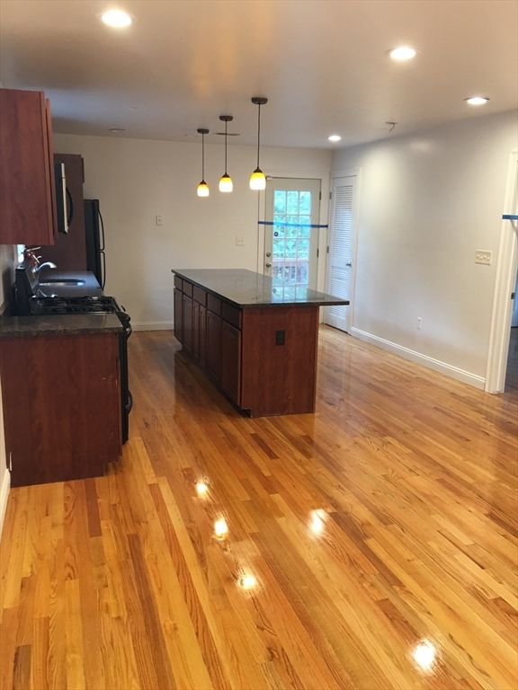 Interior, Kitchen, Pendant Lights, Recessed Lighting, Wood Texture Flooring