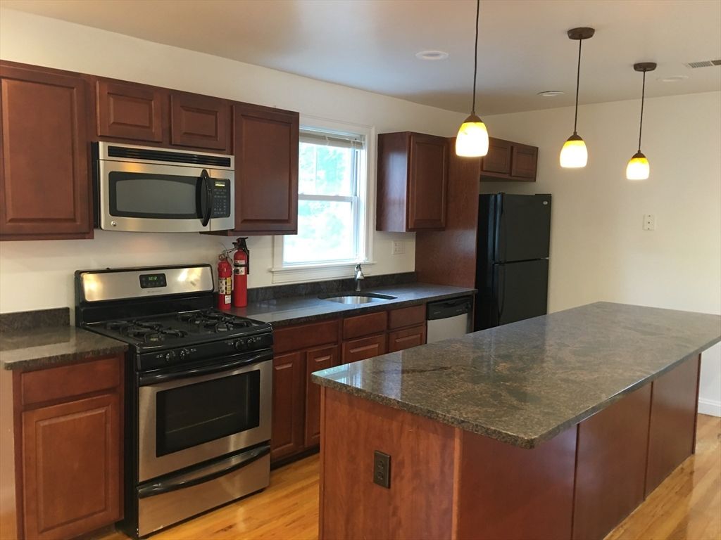 Interior, Kitchen, Pendant Lights, Stainless Steel Appliances, Wood Texture Flooring