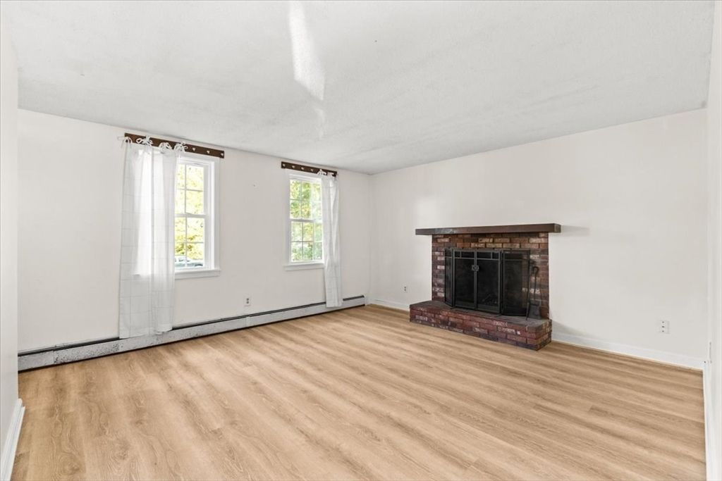 Empty room, Fireplace, Interior, Wood Texture Flooring