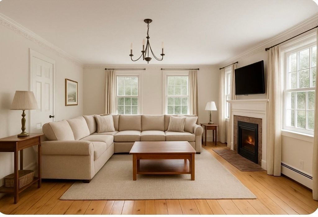 Chandelier, Fireplace, Interior, Living room, Wood Texture Flooring