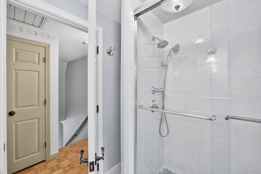 Bathroom, Glass Shower, Interior, Wood Texture Flooring