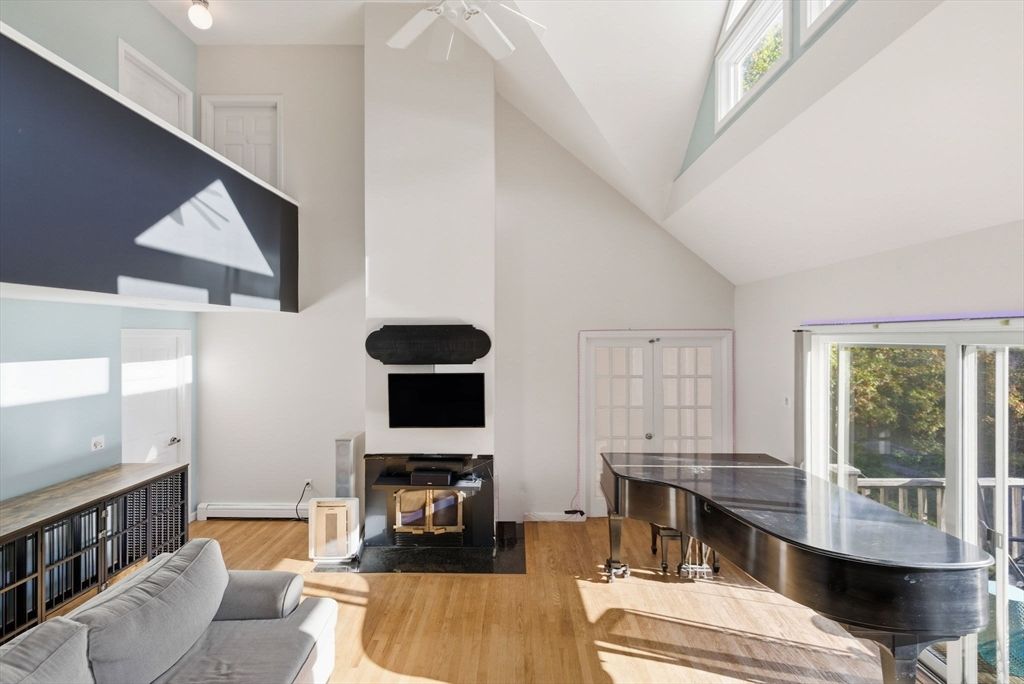 Fireplace, Interior, Piano, Wood Texture Flooring