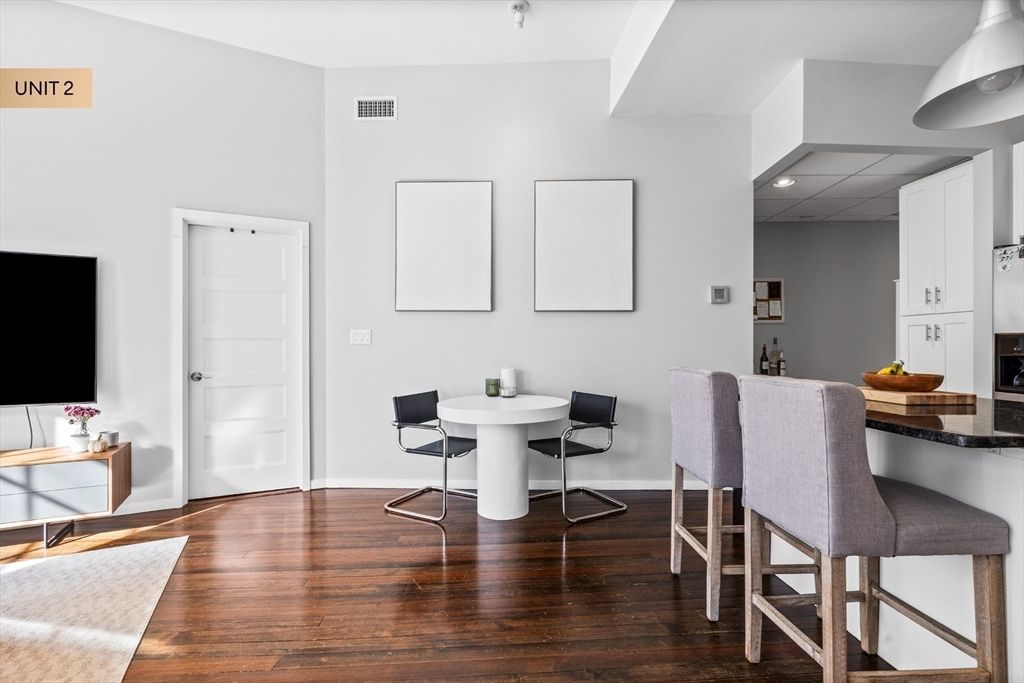 Dining room, Interior, Recessed Lighting, Wood Texture Flooring