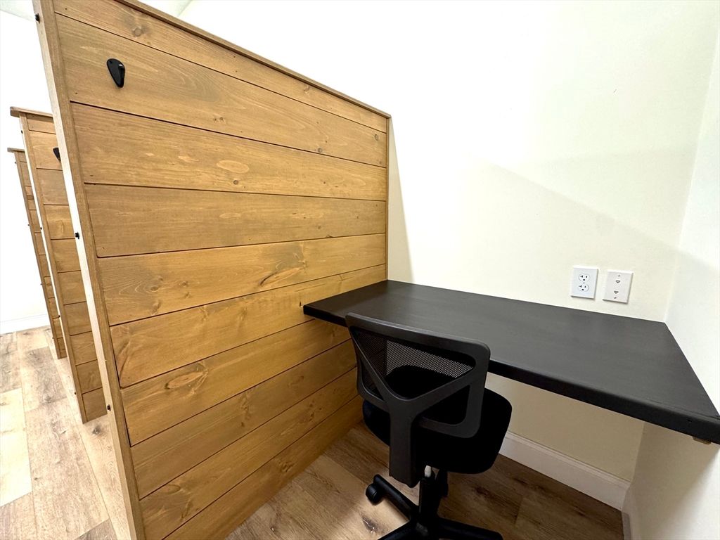 Home Office, Interior, Wood Texture Flooring, Wooden Walls