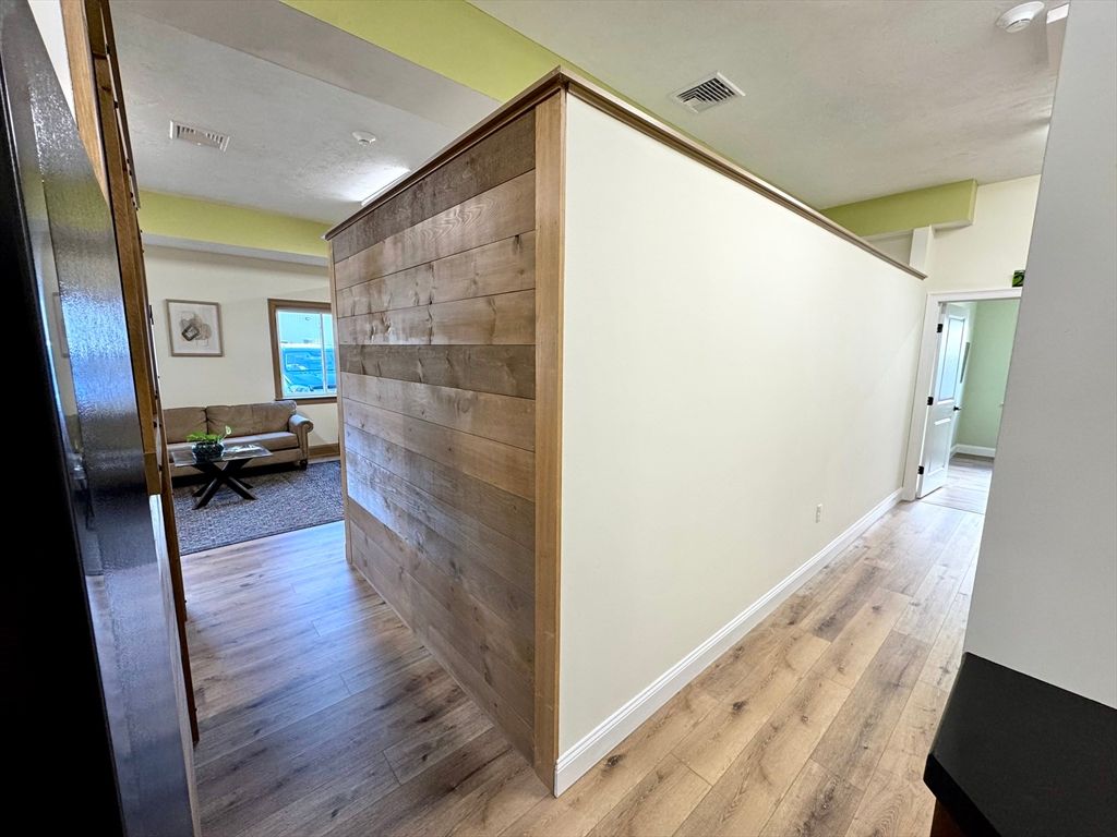 Interior, Recessed Lighting, Wood Texture Flooring, Wooden Walls