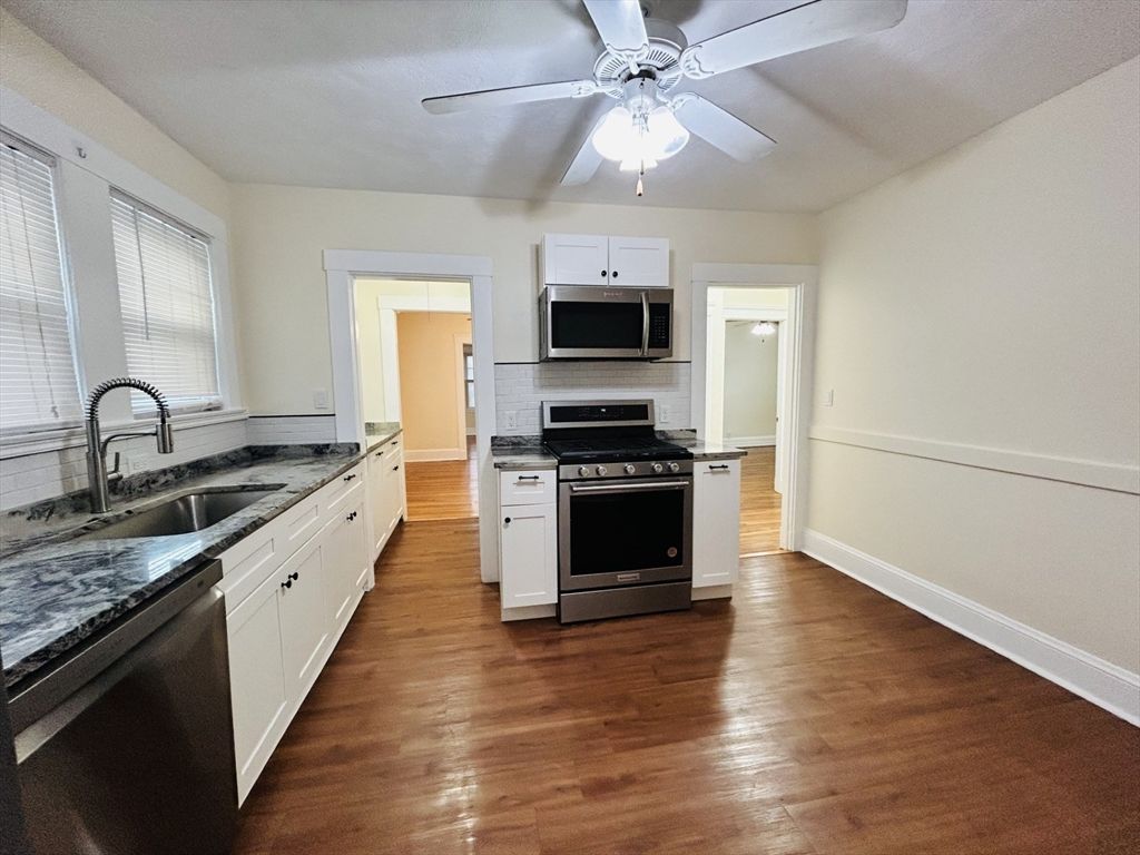 Interior, Kitchen, Stainless Steel Appliances, Wood Texture Flooring
