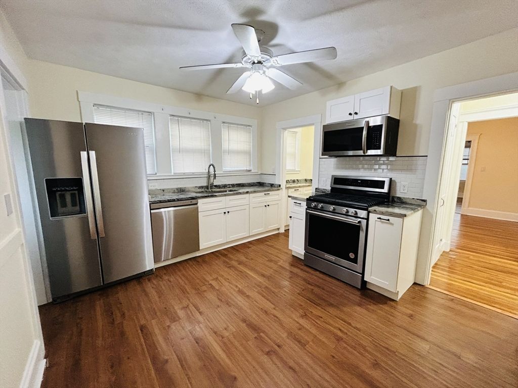 Interior, Kitchen, Stainless Steel Appliances, Wood Texture Flooring