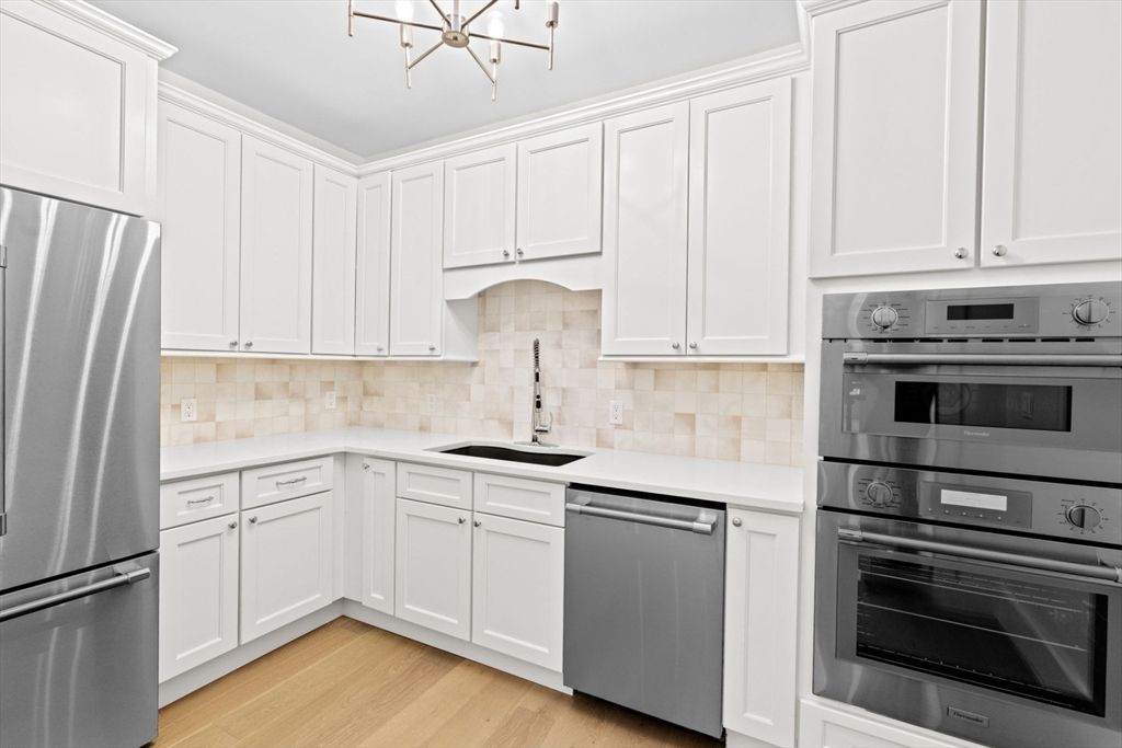 Interior, Kitchen, Pendant Lights, Stainless Steel Appliances, Wood Texture Flooring