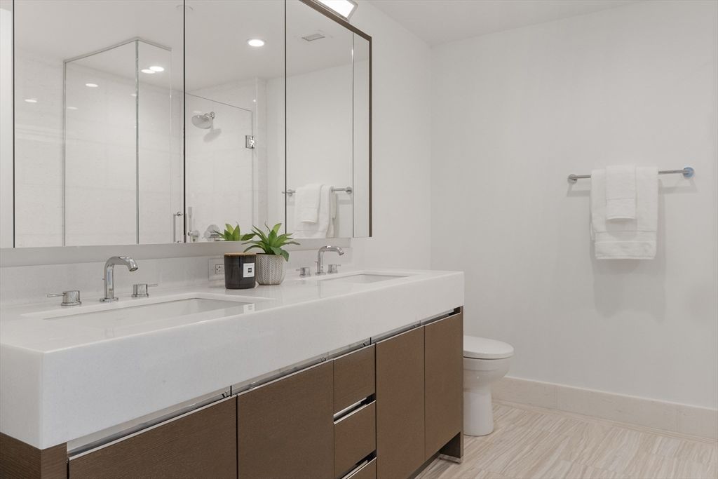 Bathroom, Dual Sink Vanities, Glass Shower, Interior, Recessed Lighting