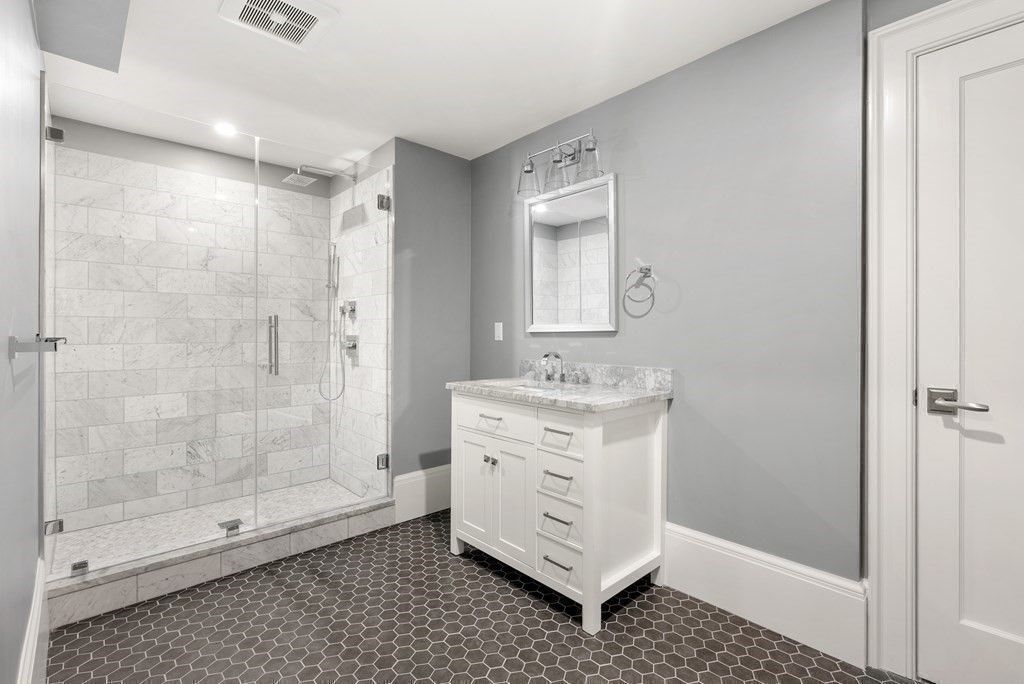 Bathroom, Glass Shower, Interior, Recessed Lighting