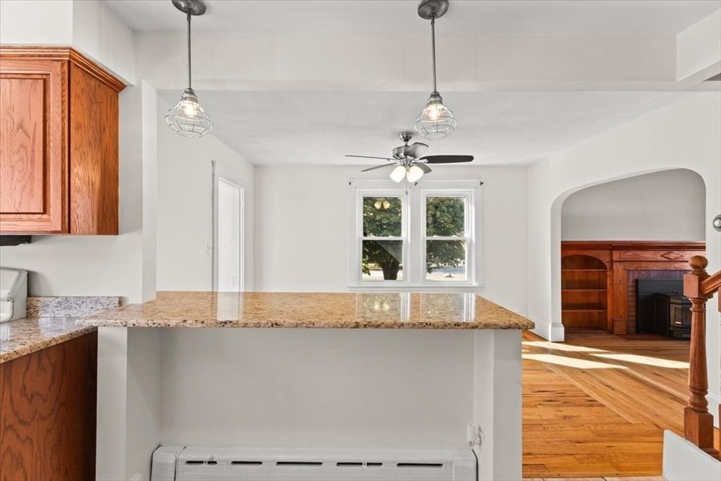 Fireplace, Interior, Pendant Lights, Wood Texture Flooring