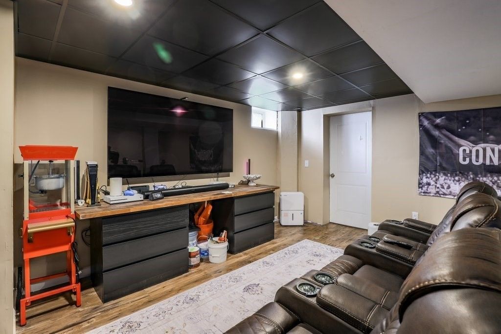 Home Theatre Room, Interior, Living room, Recessed Lighting, Wood Texture Flooring