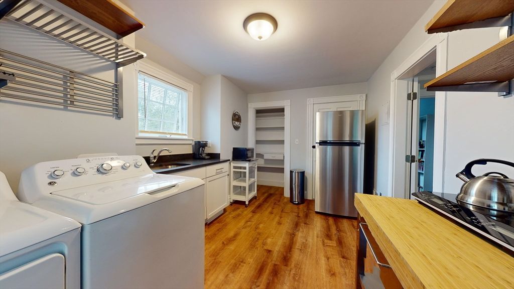 Interior, Kitchen, Stainless Steel Appliances, Washer, Wood Texture Flooring