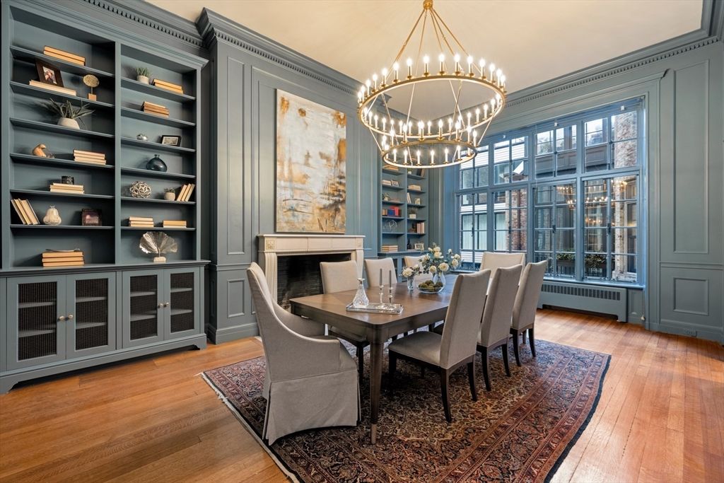 Chandelier, Dining room, Interior, Pendant Lights, Wood Texture Flooring