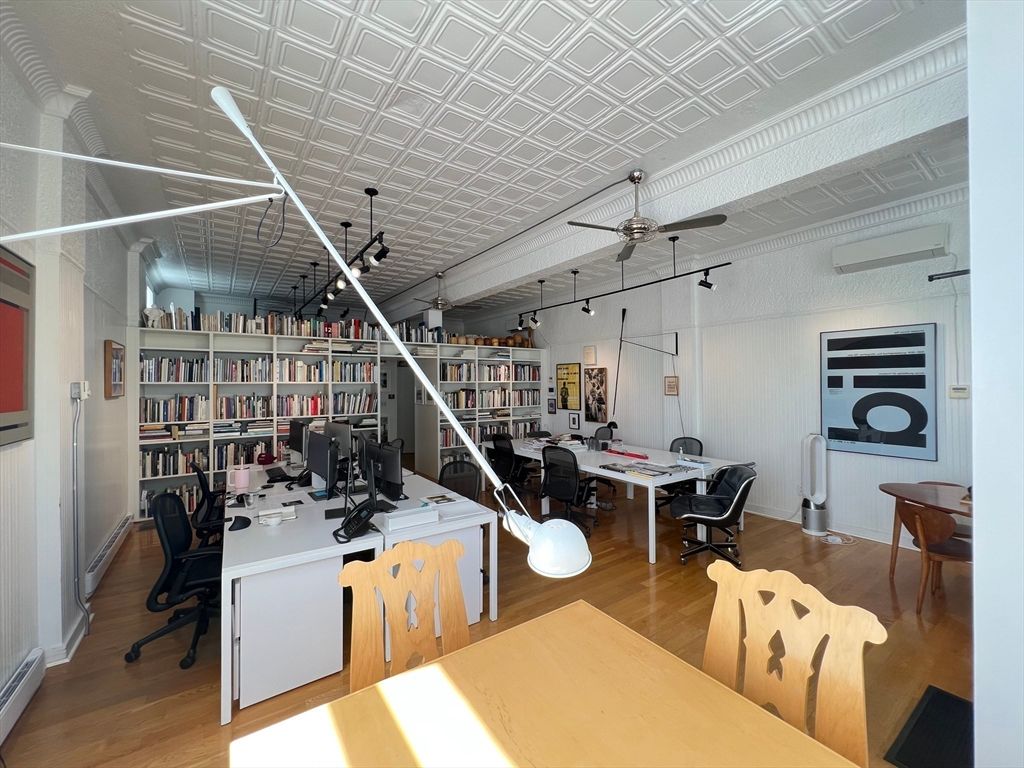 Home Office, Interior, Pendant Lights, Wood Texture Flooring