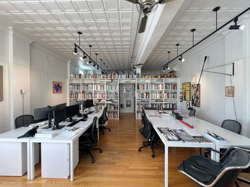 Home Office, Interior, Pendant Lights, Wood Texture Flooring