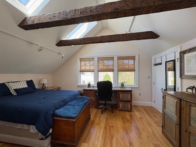 Bedroom, Home Office, Interior, Wooden Beams, Wood Texture Flooring