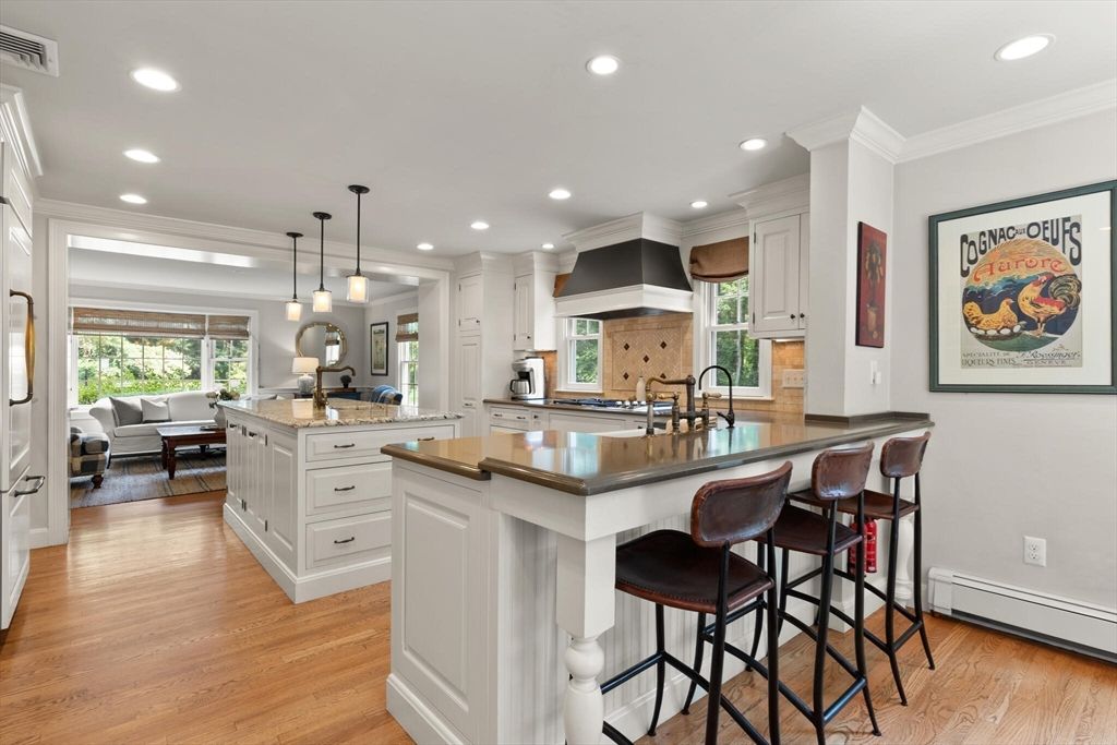 Interior, Kitchen, Pendant Lights, Recessed Lighting, Wood Texture Flooring