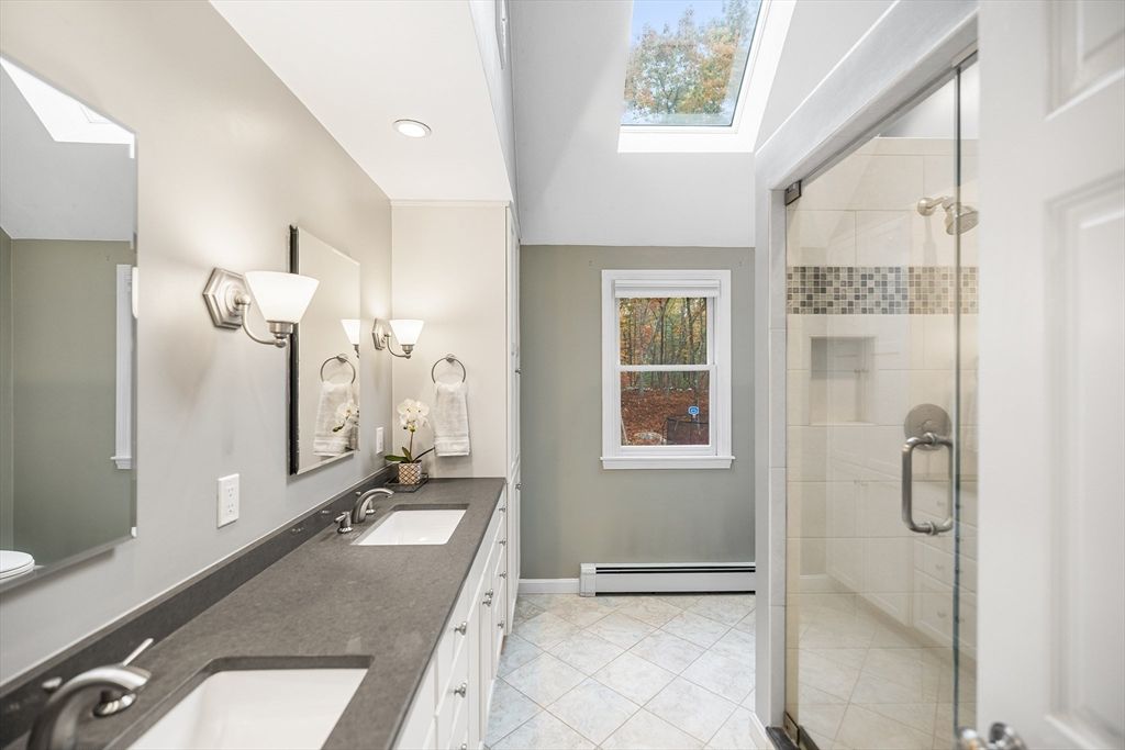 Bathroom, Dual Sink Vanities, Glass Shower, Interior, Recessed Lighting