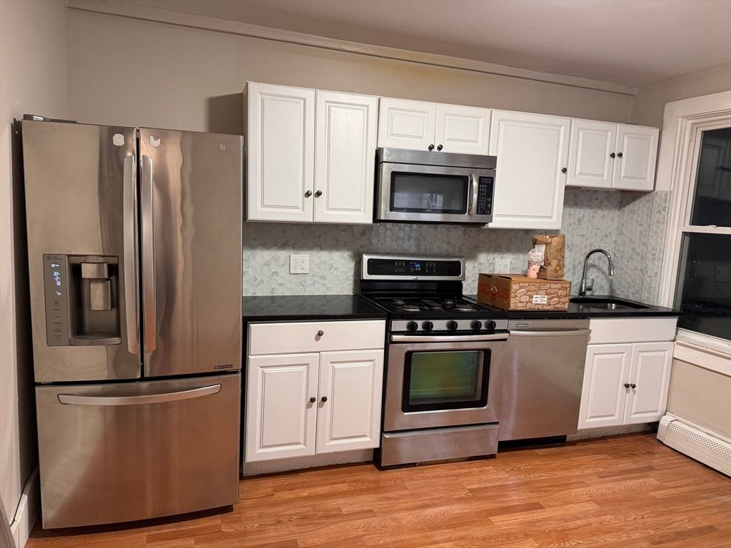 Interior, Kitchen, Stainless Steel Appliances, Wood Texture Flooring