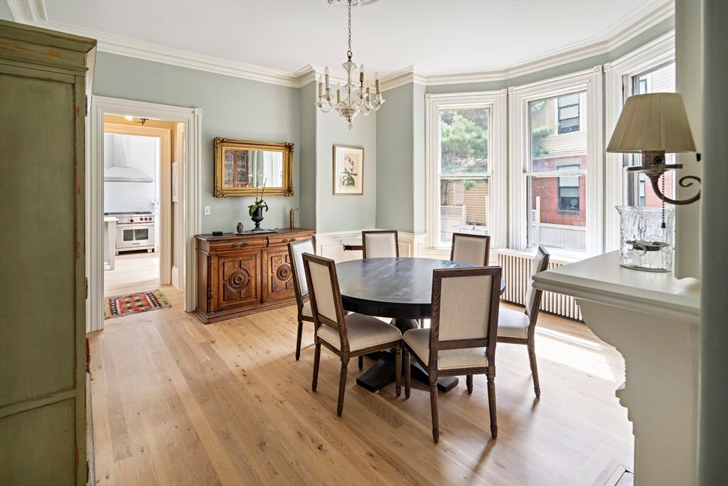 Chandelier, Dining room, Interior, Wood Texture Flooring