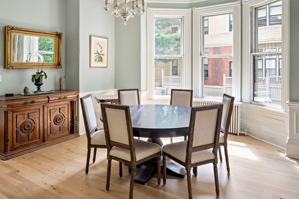 Chandelier, Dining room, Interior, Wood Texture Flooring