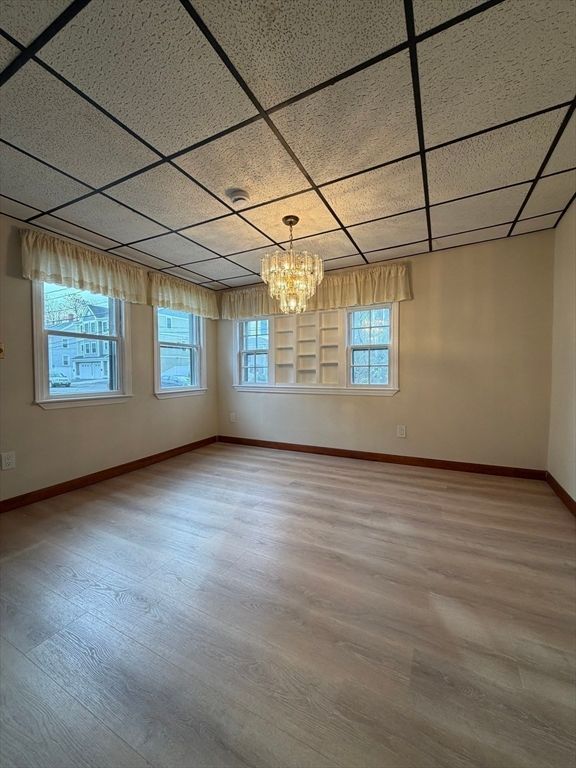 Chandelier, Empty room, Interior, Wood Texture Flooring