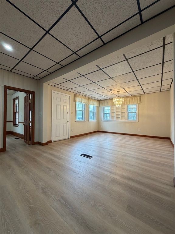 Chandelier, Empty room, Interior, Wood Texture Flooring