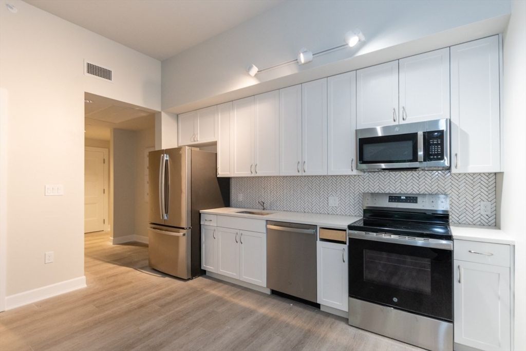Interior, Kitchen, Stainless Steel Appliances, Wood Texture Flooring