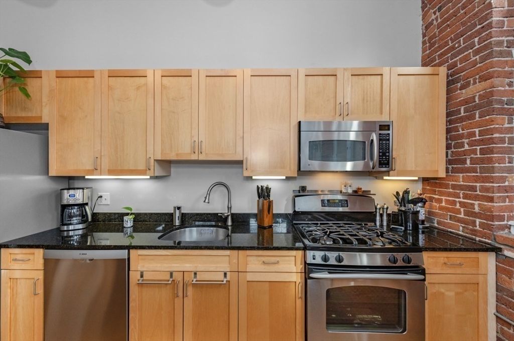 Interior, Kitchen, Stainless Steel Appliances, Stone Walls