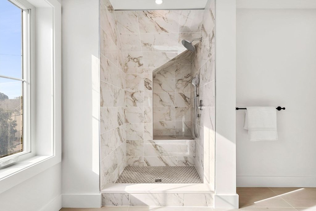 Bathroom, Glass Shower, Interior, Marble Walls