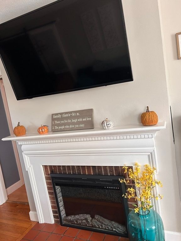 Fireplace, Interior, Wood Texture Flooring