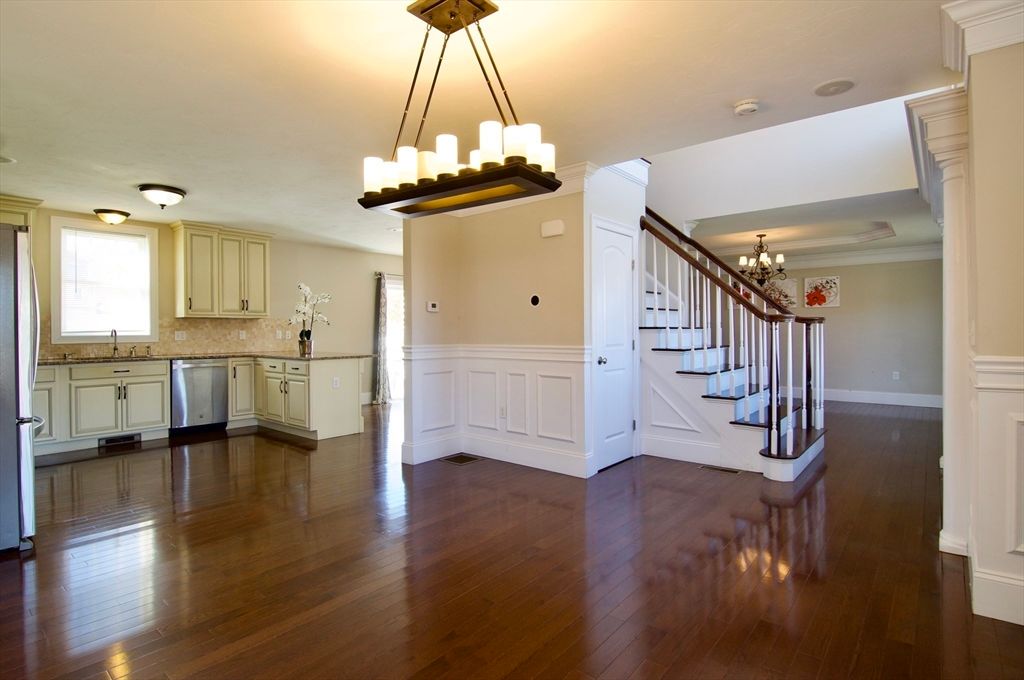 Chandelier, Interior, Kitchen, Pendant Lights, Wood Texture Flooring