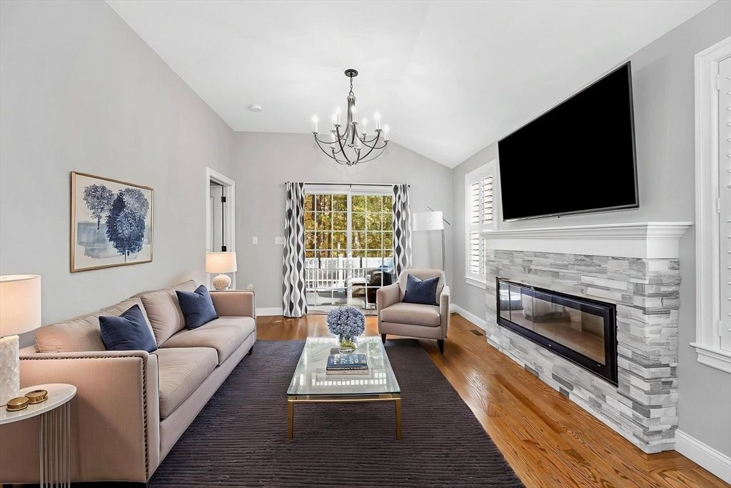 Chandelier, Fireplace, Interior, Living room, Wood Texture Flooring