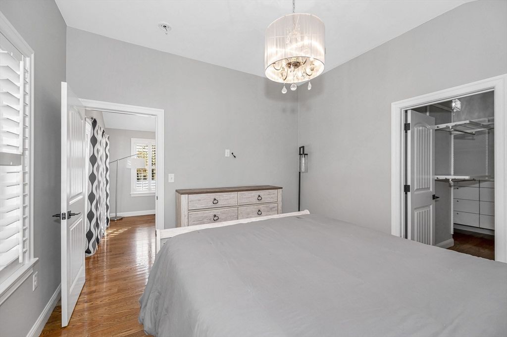 Bedroom, Chandelier, Interior, Wood Texture Flooring
