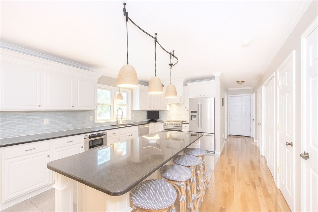 Interior, Kitchen, Pendant Lights, Stainless Steel Appliances, Wood Texture Flooring