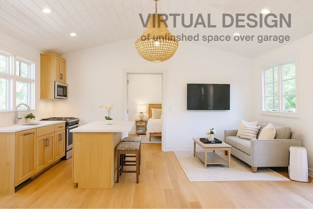 Interior, Kitchen, Living room, Recessed Lighting, Wood Texture Flooring