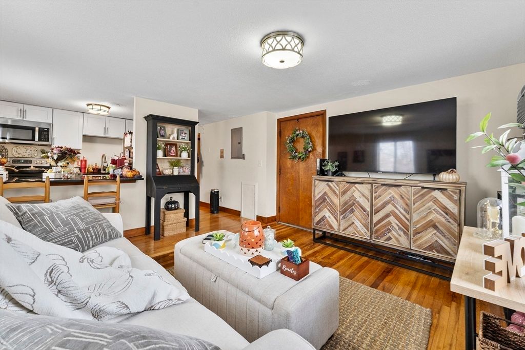 Interior, Kitchen, Living room, Stainless Steel Appliances, Wood Texture Flooring