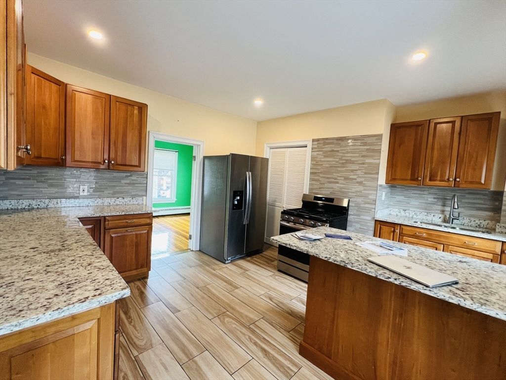Interior, Kitchen, Recessed Lighting, Wood Texture Flooring